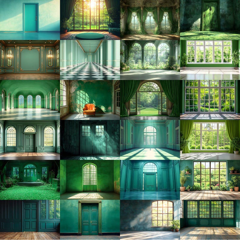 Royal Green Interior Digital Backdrop Collection, Photography ...