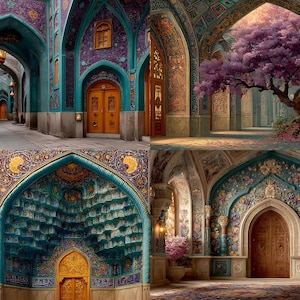 Persian Architecture Digital Backdrop, Professional Photography Background, Ancient Palace Photo Booth, Middle East Virtual Backdrop