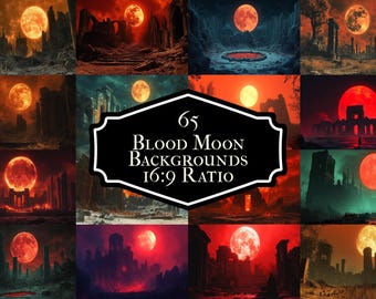 Sfondo fotografico di luna arancione sangue - Sfondo digitale di cielo notturno infuocato