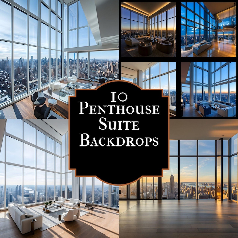 Curated visual reference: Picture Idea: Luxury Penthouse Digital Backdrop Modern City View Background