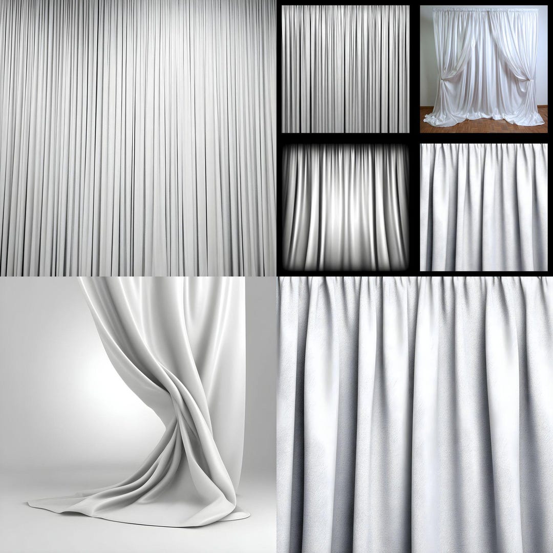 White Curtain Backdrop Digital, Sheer Fabric Background for Photography ...