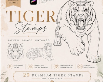 20 Tiger Stamps Procreate Brush Sets