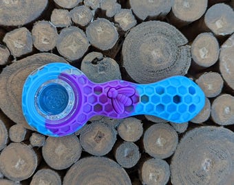 Honeycomb Design Silicone Hand Tobacco Pipe with Glass - Elevate Your Smoking Experience