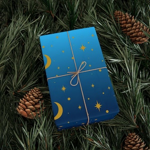 Celestial Wrapping Paper, Starry Night Gift Wrap, Moon & Stars Gift Wrapping, Unique Party Supplies, Birthday Wrapping Paper, Holiday [...]