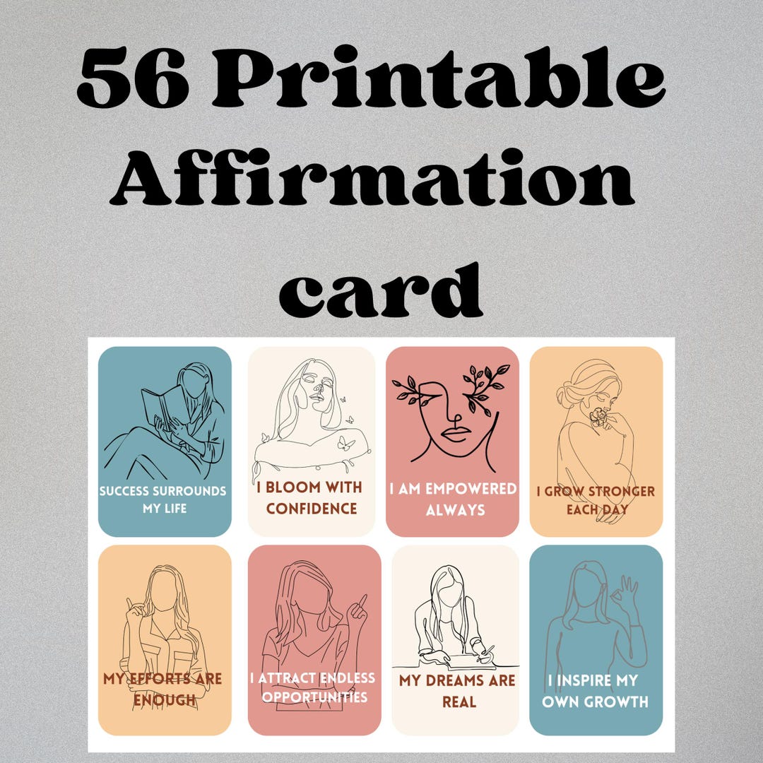 56 Printable Positive Affirmation Cards: Daily Mindset Boost (PDF ...