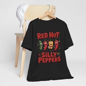 Red Hot Silly Peppers T-Shirt: Unisex Graphic Tee, Foodie Gift