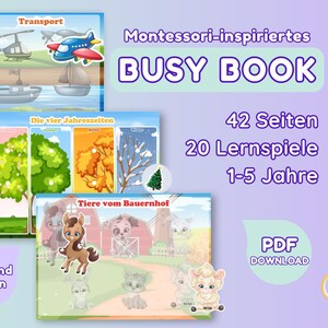 Busy Book, 42 pages, learning game for children aged 1-5 years, learning folder, toddler, preschool activity, Montessori gift, daycare, kindergarten, PDF