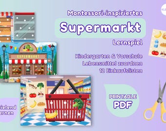 Supermarket Game for Kids | Printable Shopping Game | Learning about Food and Vocabulary | Preschool and Kindergarten | PDF Learning Game