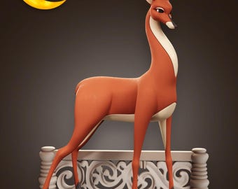 Golden Antelope Figurine – 3D Printed Antelope Statue, Fantasy Animal Sculpture, Wildlife Decor Gift
