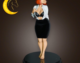 Retro Cartoon Girl Figurine, Stylized Fan Art Character Statue, 3D Printed Collectible Desk Decor