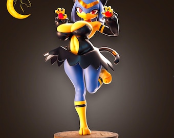Egyptian Cat Girl Figurine – 3D Printed Resin Fantasy Goddess Collectible Statue