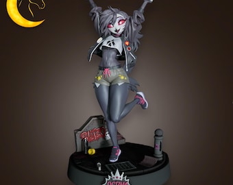 Urban Owl Girl Figurine | Gothic Demon Princess Fan Art | 3D Printed Collectible Statue