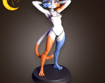 Skull Cat Girl Figurine | Spooky Gamer Inspired Statue | 3D Printed Collectible Model