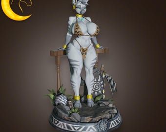Mystic Zebra Girl Figurine – 3D Printed Resin Fantasy Collectible Statue