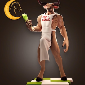 Furry Bull 1 Figure, 3D Painted Figures, Action Figurines, Handmade Miniature Scupulture, Gift Fiegurine