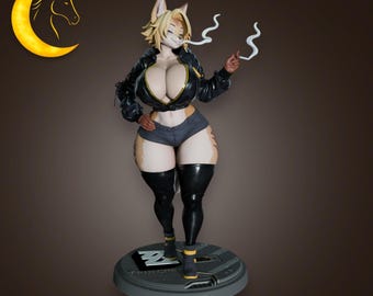 Curvy Sci-Fi Warrior Figurine | Futuristic Battle Girl Fan Art | 3D Printed Collectible Statue