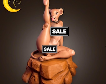 Savanna Lioness Girl Figurine | Wild Feline Inspired NSFW Statue | 3D Printed Collectible Model
