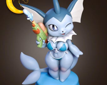 Water Spirit Vaporeon Figure – Hand-Painted Resin Collectible