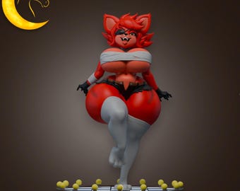 Purple Fox Girl Figurine – 3D Printed Resin Fantasy Collectible Statue