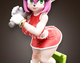 Pink Hedgehog Girl Figurine | Retro Speed Inspired Statue | 3D Printed Collectible Model