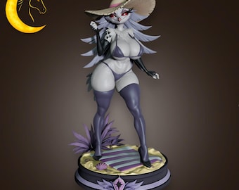 Beach Owl Girl Figurine – 3D Printed Resin Fantasy Collectible Statue