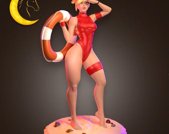 Lifeguard Mercy Figure | Overwatch Mercy Statue | 3D Printed & Hand Painted Gaming Collectible