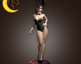Purple Dream Bunnygirl Figurine | Pin Up Bunny Girl Statue | 3D Printed & Hand Painted Collectible