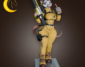 Blue Space Animal Pilot Figurine – 3D Printed Resin Sci-Fi Collectible Statue