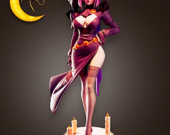Dark Hooded Sorceress Girl 3D Printed Figure – Thin Fantasy Collectible + Bonus