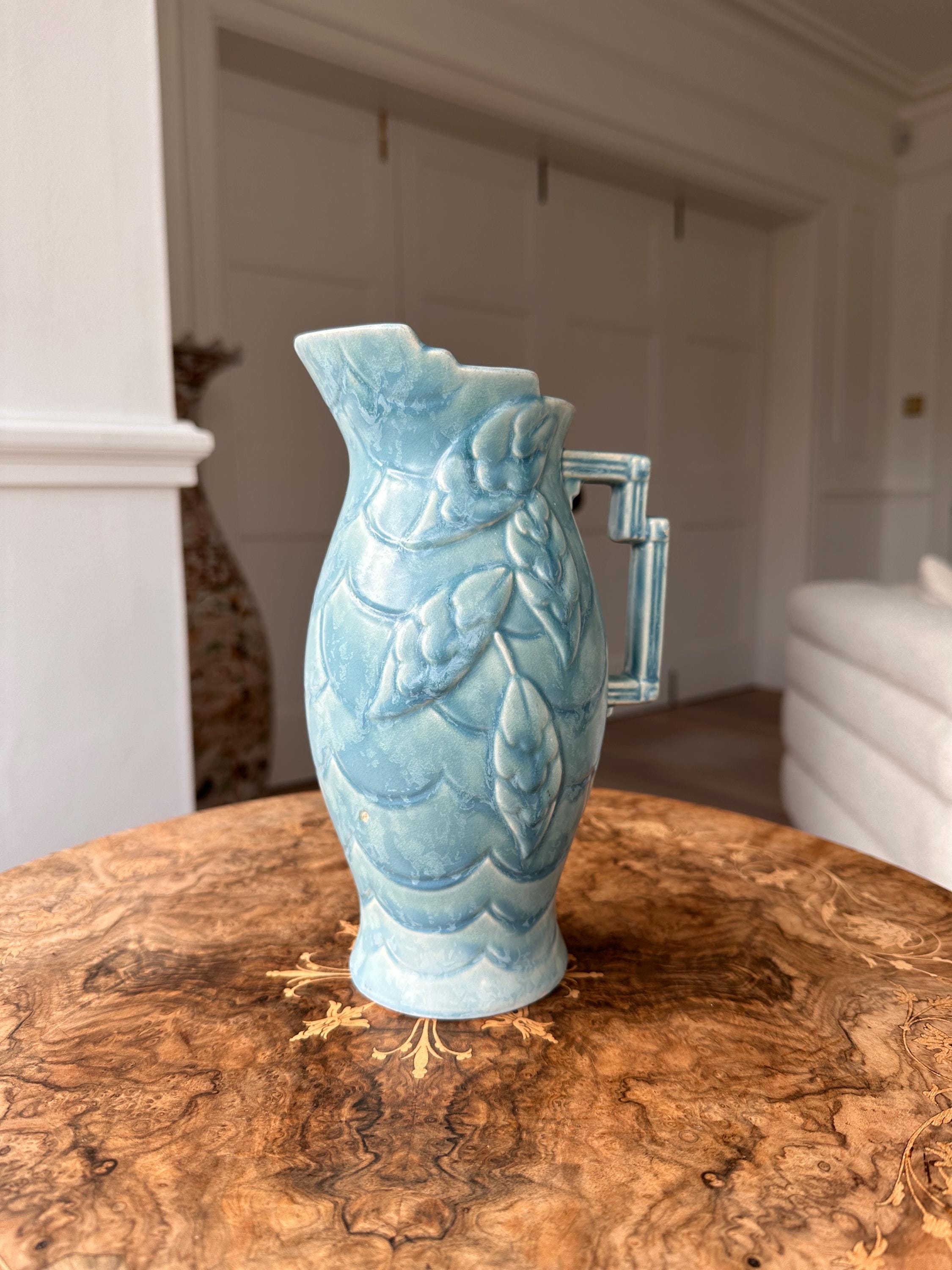 Vintage Art Deco Price Bros. Royal Vale Blue Pottery Jug – English