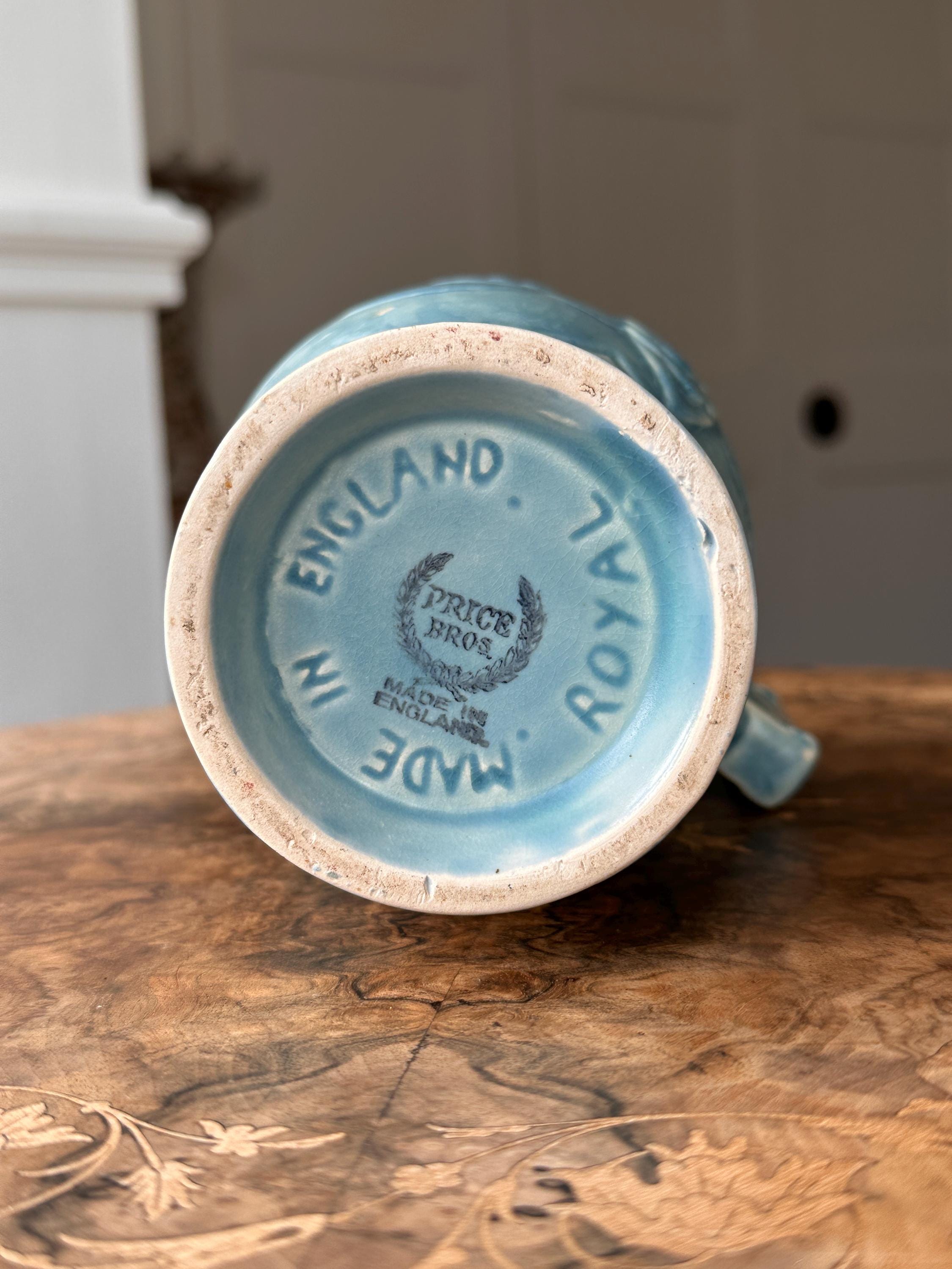 Vintage Art Deco Price Bros. Royal Vale Blue Pottery Jug – English