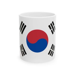 Südkoreanische Flagge Keramiktasse, koreanische Pride Kaffeetasse, Korea Flagge Teetasse, Vaterländisches Geschenk, Korea Unabhängigkeitstag Tasse