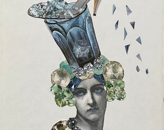 Glass Slipper Original Collage Art by Katie McCann