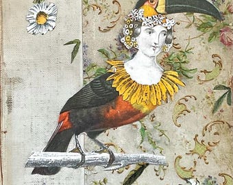 Toucan Original Collage Art by Katie McCann