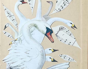 Swan Song Original Collage Art by Katie McCann