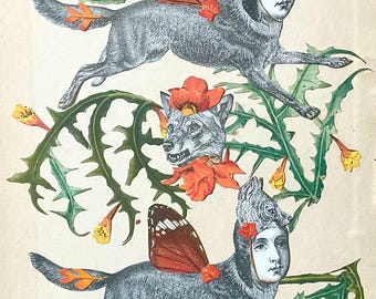 She Wolf Original Collage Art by Katie McCann