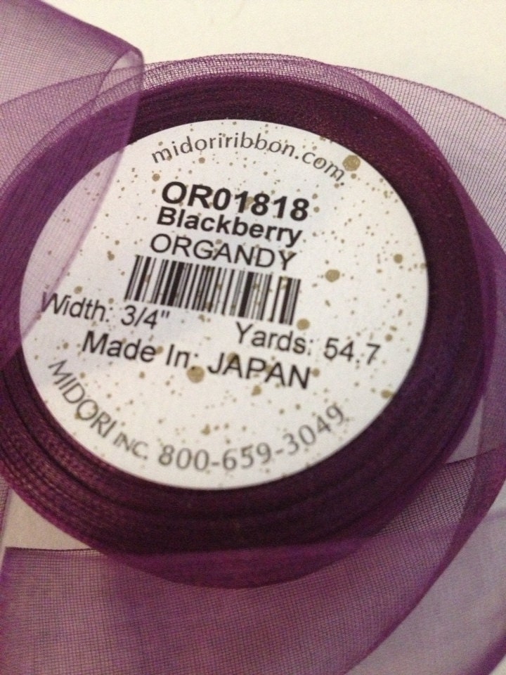 Midori Ribbon 3/4 Inch Blackberry Purple Wedding DIY Organdy 3 | Etsy