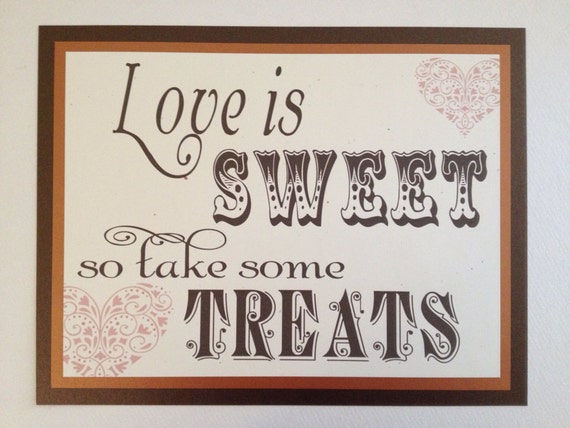 Wedding Reception Sign For Candy Bar Buffet Love Is Sweet Etsy