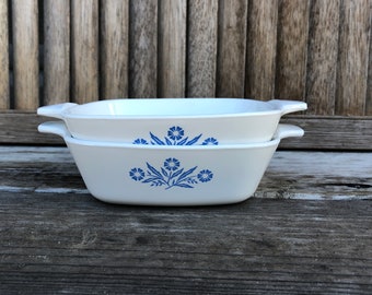 Vintage Blue Cornflower Corning Ware Petite P-41-B Tiny Casserole - 12 oz - Set of 2