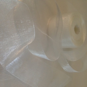 White Sheer Ribbon 1.5&quot; Yardage Midori Organdy Bridal Wedding Quinceanera DIY Supplies - Wedding Garter - Bouquet Wrap - Event Favors