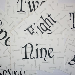 Wedding Table Numbers - Vintage Key Theme Quince Bat Mitzvah