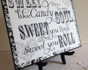 Sign Candy Bar Buffet Wedding Reception Candy Station - Sweet You Rock in Black & White