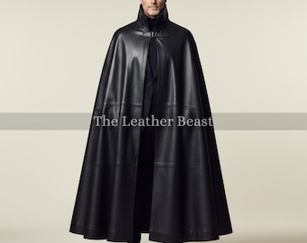 Handmade Sheep Leather Cloak: Gothic Steampunk Cape Coat