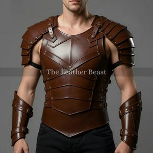 Handgemaakt leren Romeinse krijgerpantser met bretels - LARP-cosplay