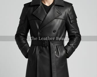 Handmade Genuine Leather Gothic Trench Coat – Steampunk Cosplay Costume