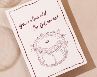 Too Old for DiCaprio 25th Birthday Card - Minimalist - Funny