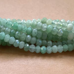 Natural Light Green Emerald Cut Faceted Beads Strand, Genuine Emerald Rondelle Loose Beads for Jewelry Making, Healing Gemstone Necklace Her