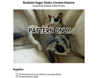 Realistic Sugar Glider Crochet PATTERN