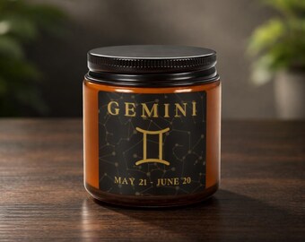 Gemini Zodiac Candle Gift, Astrology Candle, Gemini Horoscope Gift, Birth Sign Candle, Birthday Gift for Her, May June Zodiac Gift,