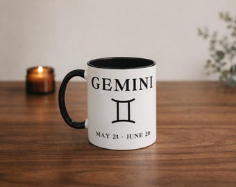 Gemini Zodiac Mug, Astrology Coffee Cup, Gemini Birthday Gift, Horoscope Tea Mug, May June Zodiac Gift, 11 oz Ceramic Mug